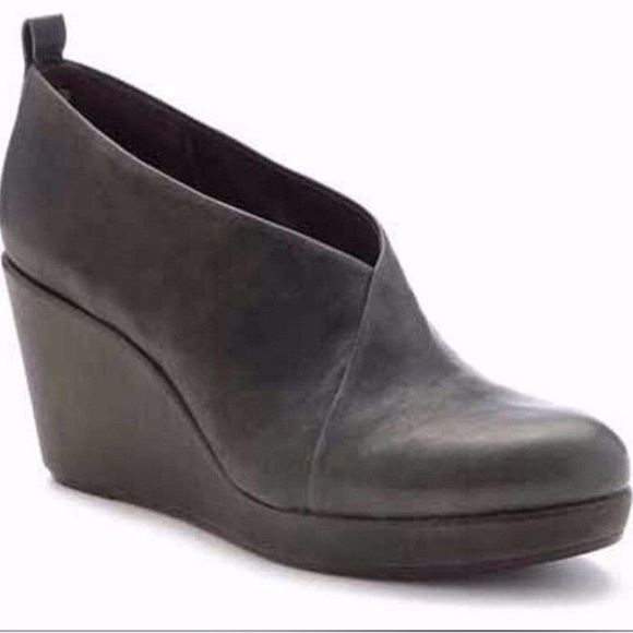 COCLICO Helen Platform Wedge Leather Booties Heels-Gray-Size 38-Women\'s US 7.5